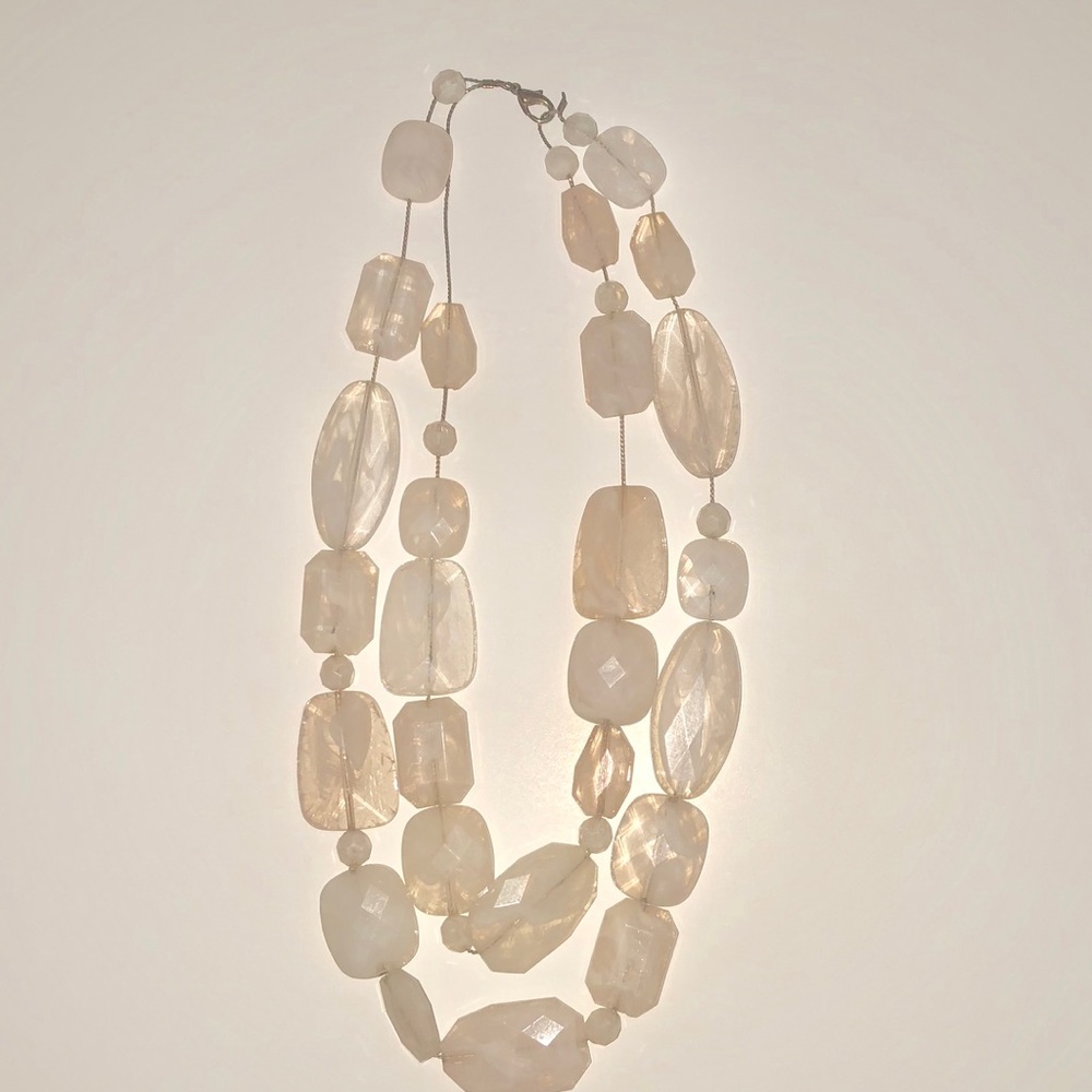 Beige opaque stone necklace